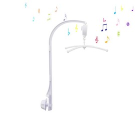 26inch White Baby Crib Mobile Music Box Bed Bell Toy Holder Arm Bracket Nut Screw Music Box Holder Set Parts for Baby Bed Perambulator (Without Dolls)