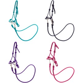PFIFF Hobby Horse 103130 - Set di Cavezza Little Mustang, Cavezza con redini, Set di Cavezza Regolabile con Pietre Glitterate, Colore: Turchese