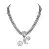 Flongo Women's Necklace Silver Necklace: Gold Iced Out Cuban Link