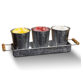 Exultimate Rustic Metal Caddy Serving Tray with Handles, Bar Counter Top Indoor and Outdoor