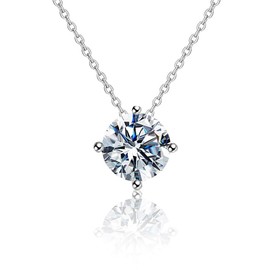Dunnett Taylor White Gold Plated Sterling Silver 1.0ct Moissanite Solitaire/Round Pendant Necklace