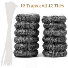 LVYOUIF Stainless Steel Washing Machine Lint Snare Traps, 12 PCS Washer Hose Lint Traps with 12 PCS Cable Ties, Laundry Mesh Washer Sink Drain Hose Screen Filter
