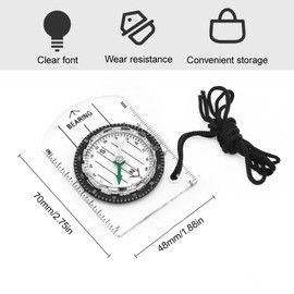 Professional Compass 2 Pack Navigation Compass Orientation Compass Base with Ruler Map Compass for Outdoor Adventure Survival Clear