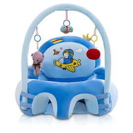 Baby Support Sofa, Infant Sitting Chair, Plush, Attachable and Removable Learning and Interactive Entertainment Seat, Anti-Drop, Baby Chair for 6+ Months for Safe Sitting (Blue)