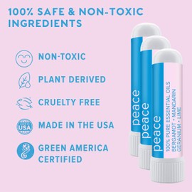MOXE Peace Nasal Inhaler, Calming Essential Oil Blend, Helps Relaxation and Meditation, Soothing Fragrance, Bergamot, Mandarin, Geranium, Lime, Made in USA (1 Pack)