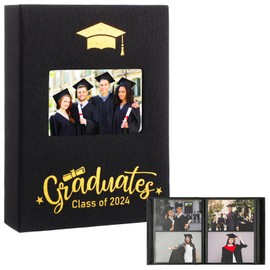 Dinifee Class of 2025 200 Pocket Graduation Photo Album, Linen Fabric Cover Photo Books for 4 x 6 Inch Photos, Silk Print Frame Cover Picture Book for Photos Graduates Gifts Wedding Party