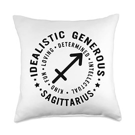 Family Goods by WhyNotWhat Co. Sagittarius Zodiac Sign Horoscope Astrology Lover for her Throw Pillow, 18x18, Multicolor