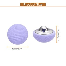 HARFINGTON 10pcs Fabric Cloth Covered Buttons 15mm Diameter Round Metal Shank Craft Replacement Sewing Buttons for Clothing Decoration DIY Accessories, Lavender