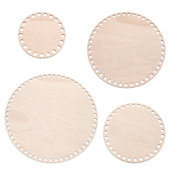 PATIKIL 4"/6"/8"/10" Diameter Crochet Basket Bottom, 4 Pcs Round Blank
