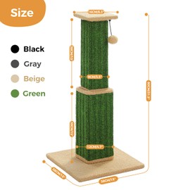 PAWZ Road Carpet Cat Scratching Post 32” Tall Scratching Post for Indoor Cats Adults Ultimate Scratch Post with Carpet, Large Base and Removable Dangling Ball- Green