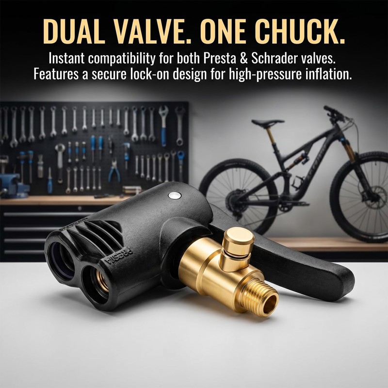 2 Pack Locking Presta Schrader Air Chuck, Dual Head Tire