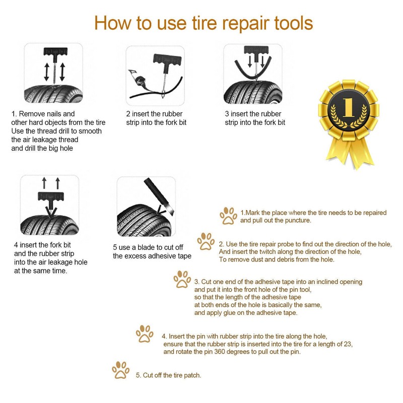 CO2 Tyre Tire Inflator Puncture Tubeless Repair Tools Kit Motorcycle，ATV,