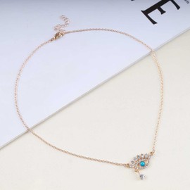 Inilbran Boho Rhinestone Evil Eye Choker Necklace Blue Turquoise Demon Eye Pendant Necklace Vintage Turquoise Evil Eye Necklace Choker Bling CZ Eye Protection Necklace Chain Jewellery for Women