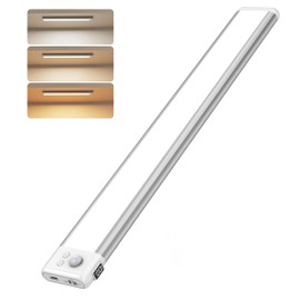 SyouHome 100 LED Under Cabinet Lighting Wireless, 15.7" Rechargeable Battery Operated Motion Sensor Light Indoor, 3 Color Temps & Dimmable LED Magnetic Light for Kitchen, Closet, Stairs