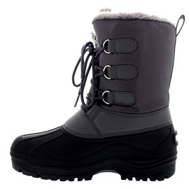 POLAR Womens Hiking Duck Winter Walking Mid Calf Muck Thermal Quilted Boots - Gray - US7/EU38 - YC0336
