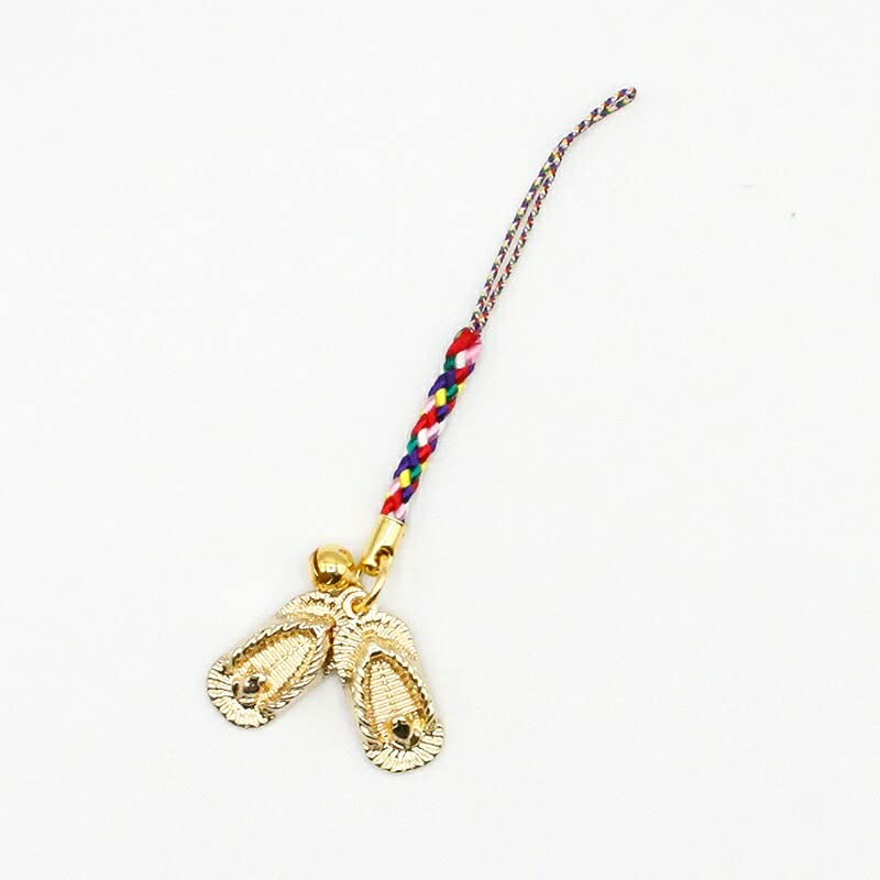 Gold Waraji Amulet Netsuke Attracting Money Luck, Lucky Luck Strap,