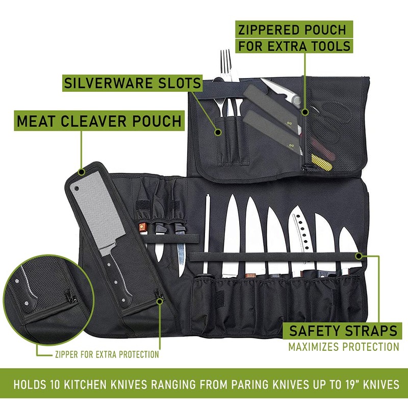 EVERPRIDE Chef Knife Roll Bag Holds 10 Knives – Contains