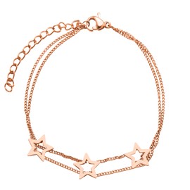 LuckyLy Pulseras Mujer con Dijes de Estrella, Acero Inoxidable con Baño de Oro Rosa 18k – Accesorios para Mujer Ideales como Regalos para Mujer Cumpleaños Originales y Novia, Modelo Sima