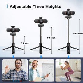 EMEET C960 4K Webcam with Tripod, 4K UHD Sony Sensor, 3 Adjustable Height Mini Tripod w/Privacy Cover, TOF Auto Focus, Dual Noise-Cancelling Mics, Auto Light Correction, Perfect for Online Meetings