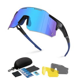 Winyoher Quick Glasses Men's Windproof Sports Sunglasses Women's UV400 Protection Cycling Glasses Ultralight Rimless Sports Glasses with 3 Interchangeable Lenses for Cycling MTB Fishing Bicycle