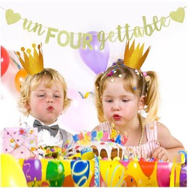 JENSENLIN Un Four Gettable Birthday Banner Decorations,Unforgettable Birthday Decorations,4th Birthday Party Decorations for Girls Boys.