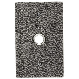Waterwood Solid Brass Large Hammered Plate Doorbell in Pewter - Wired & Illuminated Push Button from Environmentally Friendly Recycled Material