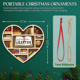 GEEMBI Book Lovers Gifts for Readers Book Lovers Women - Just One More Chapter Wooden Christmas Ornaments 2025 for Tree Decorations - Christmas Bookish Reading Gifts for Women, Friend Gift for Readers