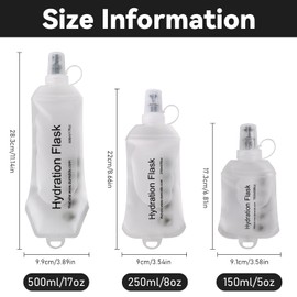 SYLVASS Soft Flask，Running Water Bottle,500ml TPU Foldable Running Hydration Flask for Hiking, Biking and Mountaineering-White