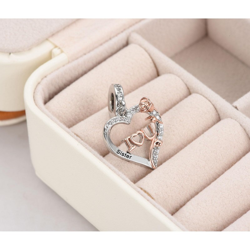 KunBead Sister Rose Flower Heart I Love You 18 inch