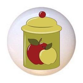 Canister Design #001 from the Baking Day II Apples Green Collection - DECORATIVE Glossy CERAMIC Cupboard Cabinet PULLS Dresser Drawer KNOBS