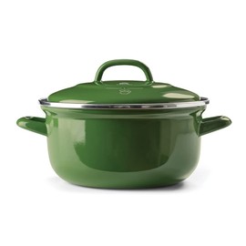 BK Indigo Dutch Heritage Round German Enamelled Casserole with Lid with PFAS-Free Ceramic Non-Stick Coating, 26 cm/5.2 Litre, Induction, Dishwasher Safe, Oven Safe, Green