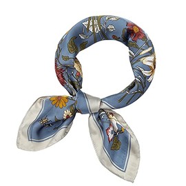 JN&LULU - Bufanda de seda para mujer, diseño de moda, grande, cuadrado, satinado, 27 x 27 pulgadas, Lirio, 27.5*27.5inch