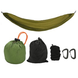 Camping Hammock Portable Parachute Hammock with Storage Bag and Snap Hook for Outdoor ActivitiesArmy Green