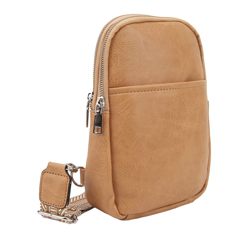 Sling Bag Shoulder Backpack Retro Zipper Multiple Compartments Widened Strap