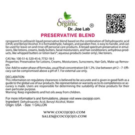 Dr Joe Lab Cosmetic Preservative Blend Dehydroacetic Acid & Benzyl Alcohol - DIY Skin Care Lotion Making Cream Makeup Remover Oil-In-Water Butter Moisturizer Wash Conditioner (128 oz)