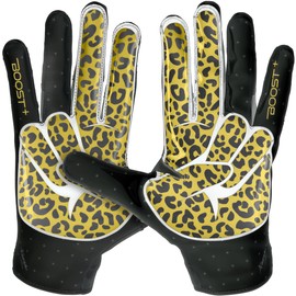 Grip Boost Football Gloves Peace Stealth 6.0 Boost Plus Technology Men's Receiver Gloves - Adult Sizes (Black/Gold, Small)