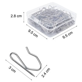120 x Stainless Steel Curtain Hooks Pins-On Pen Hooks with Practical Storage Box - Ideal for Pencil Pleats and Heavy Curtains, Window Curtains, Shower Curtains and Door Curtains (Silver)