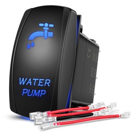 Nilight Water Pump Rocker Switch 5 Pin Laser On Off SPST switches 20A/12V 10A/24V Blue Freshwater Tank Toggle for Car Boat Marine Pontoon RV Camper Travel Trailer