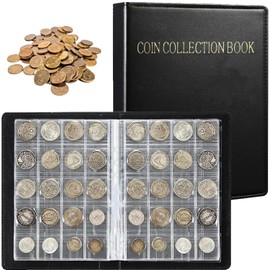 Libro de Colección para Monedas - Capacidad para 240 Monedas, Porta Monedas de gran capacidad con diseño antivuelco, Fáciles de Añadir o Quitar, Material PVC que Previene Humedad - Bolsillo de 4x4cm