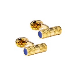 A N KINGPiiN Checkered Cylinder with Blue Tips Cufflinks