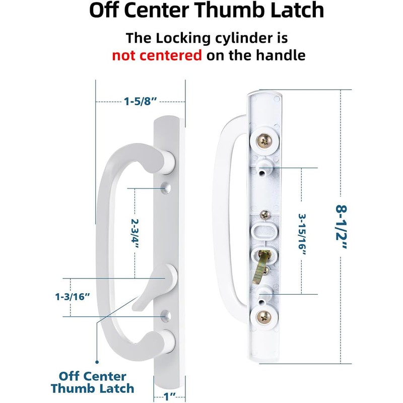 Keyed Sliding Patio Door Handleset, 45° Keyway, 3-15/16" H.C., Fits