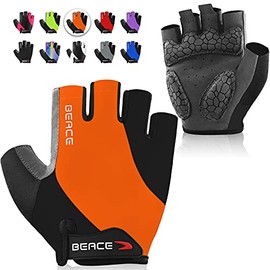 BEACE Cycling Gloves Bike Gloves Biking Gloves Half Finger Road Bike Bicycle Gloves for Men and Women-5MM Breathable Anti-Slip Shock-Absorbing Pad Gym Motorcycle Light Weight Mountain Bike Gloves