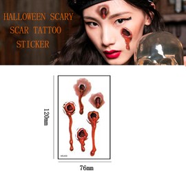 10 Sheets Halloween Scar Tattoos Stickers with Fake Scab Blood,Wound,Zombie Scar,Halloween Face Stickers, for Halloween Party Makeup Prop and Cosplay Halloween Party Game for Party Bag Fillers