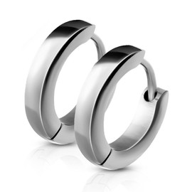 Slim Hoop Earrings by Bungsa®, Silver, Gold, Rose Gold, Unisex, Stainless Steel