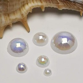 Libiline 1 Box 1170pcs Mix Sizes Round AB Color 3/4/5/6/8/10mm Flat Back Beads Half Pearl Scrapbooking Bead for Wedding Ornament (White, Mix)