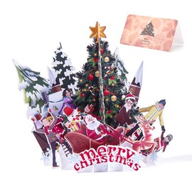 Christmas 3D Greeting Cards,Christmas Cards 3D Pop Up Holiday Greeting Cards Christmas Tree/Reindeer/Santa Claus/Castle/Greeting Card & Envelopes for Christmas Xmas Green