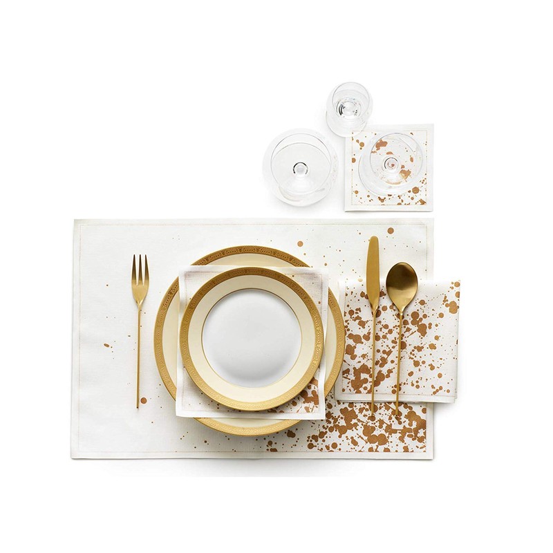 MY DRAP Servilletas de lino para almuerzo, Dorado, 12 Napkins,