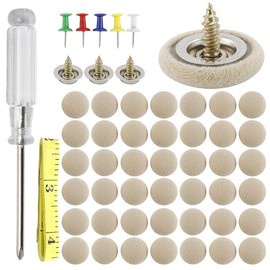 60 Set of Automotive Car Roof Headliner Repair Button Pins Kit, Universal Auto Roof Snap Rivets Retainer for Car Roof Fixed, with Installation Tool, Fit All Cars (Beige Flannelette) - Colour: Beige Flannelette