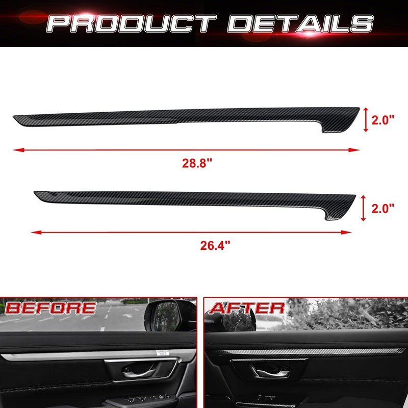 x xotic tech Interior Door Panel Stripe Molding Cover Trim,Carbon