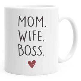 Moonworks® Kaffee-Tasse Mom Wife Boss Dad Husband Legend Geschenk Mama Papa Mom weiß Keramik-Tasse